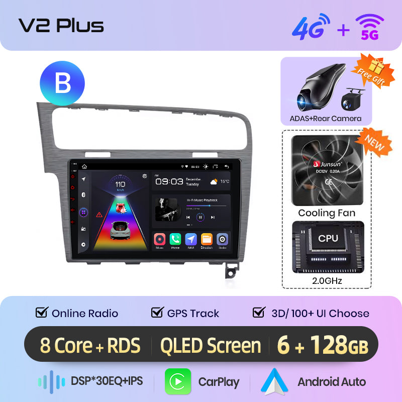 Junsun AI voice 4G LTE wireless CarPlay Android Auto Radio For VW Golf 7 2013-2017 Car Intelligent Systems Multimedia player Stereo RDS BT 2 din autoradio GPS Navi screen