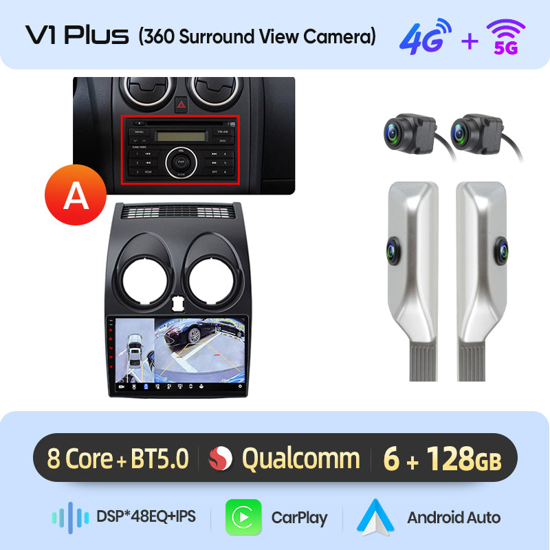 Junsun AI voice 4G LTE wireless CarPlay Android Auto Radio For Nissan Qashqai J10 2006 2007 2008-2013 Car Intelligent Systems Multimedia player Stereo RDS BT 2 din autoradio GPS Navi screen