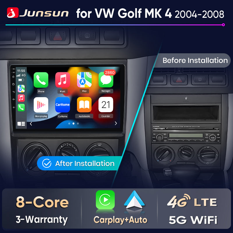 Junsun Wireless CarPlay Car Radio For VOLKSWAGEN  Mk 4 2004-2008 Android Multimedia