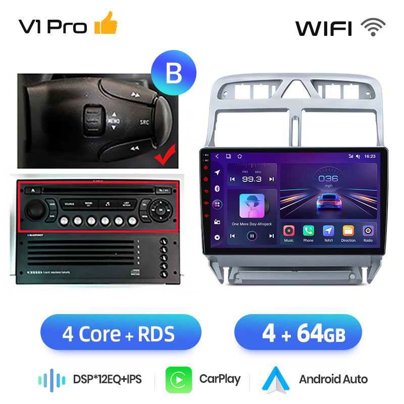 Junsun AI voice 4G LTE wireless CarPlay Android Auto Radio For Peugeot 307 307CC 307SW 2002 - 2013 Car Intelligent Systems Multimedia player Stereo RDS BT 2 din autoradio GPS Navi screen