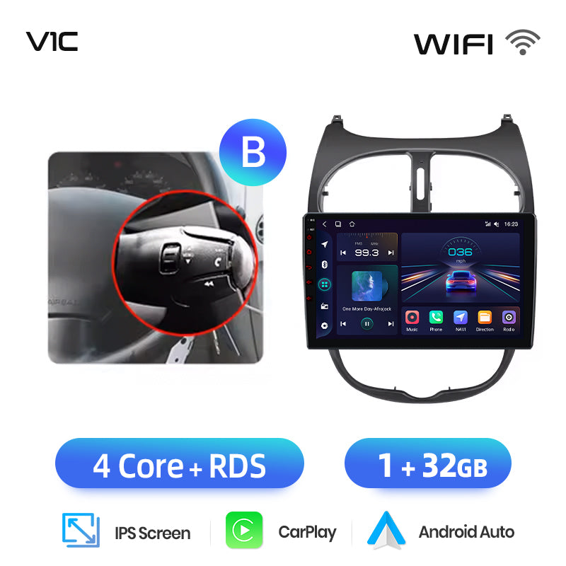 Junsun AI voice 4G LTE wireless CarPlay Android Auto Radio For Peugeot 206 206CC 206SW 2001-2008 Car Intelligent Systems Multimedia player Stereo RDS BT 2 din autoradio GPS Navi screen