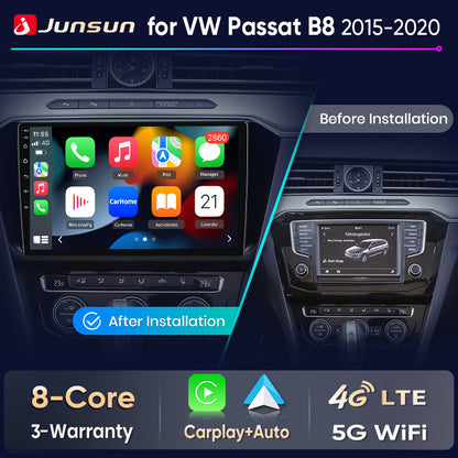 Junsun Wireless CarPlay Car Radio For VW Volkswagen Passat B8 2015-2020 Android Multimedia