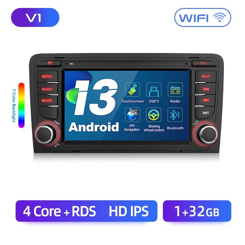 Junsun AI voice 4G LTE wireless CarPlay Android Auto Radio For Audi A3 8P 2003 2004 2005 2006 2007 - 2011 S3 RS3 Sportback Car Intelligent Systems Multimedia player Stereo RDS BT 2 din autoradio GPS Navi screen