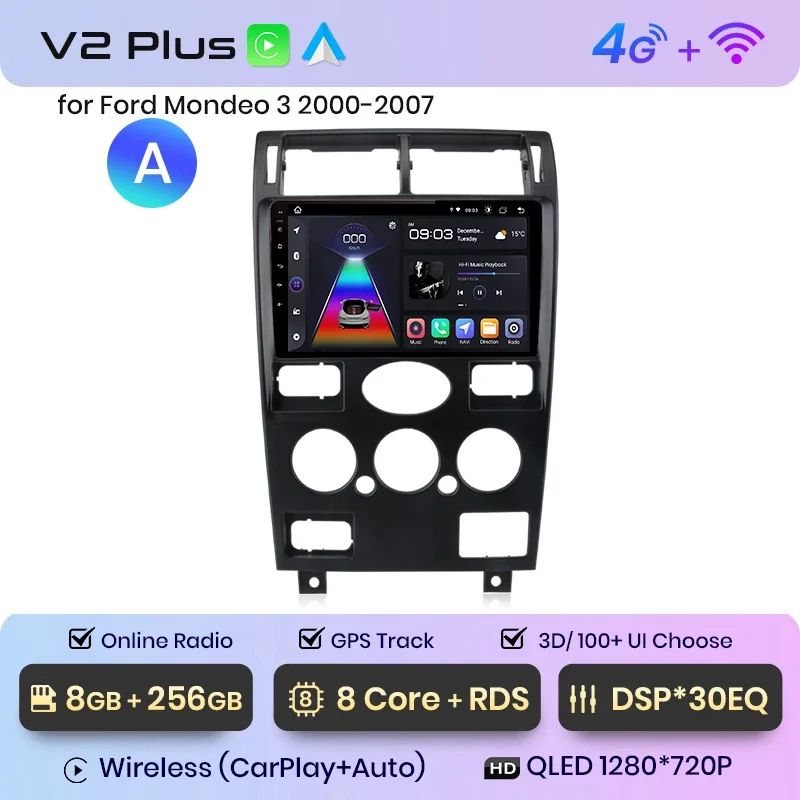 Junsun AI voice 4G LTE wireless CarPlay Android Auto Radio For Ford Mondeo 3 2000 -2007 Car Intelligent Systems Multimedia player Stereo RDS BT 2 din autoradio GPS Navi screen