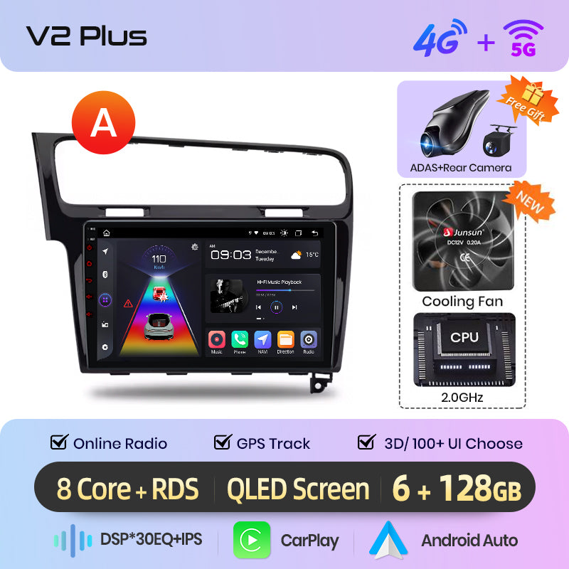 Junsun AI voice 4G LTE wireless CarPlay Android Auto Radio For VW Golf 7 2013-2017 Car Intelligent Systems Multimedia player Stereo RDS BT 2 din autoradio GPS Navi screen