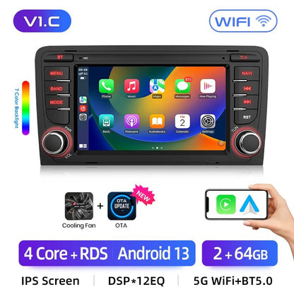 Junsun AI voice 4G LTE wireless CarPlay Android Auto Radio For Audi A3 8P 2003 2004 2005 2006 2007 - 2011 S3 RS3 Sportback Car Intelligent Systems Multimedia player Stereo RDS BT 2 din autoradio GPS Navi screen