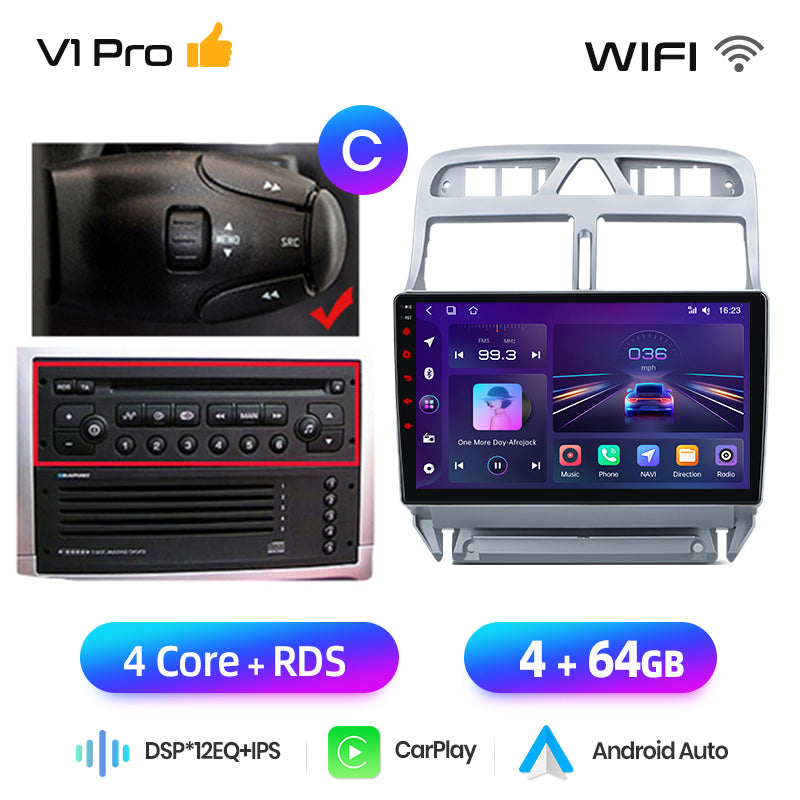 Junsun AI voice 4G LTE wireless CarPlay Android Auto Radio For Peugeot 307 307CC 307SW 2002 - 2013 Car Intelligent Systems Multimedia player Stereo RDS BT 2 din autoradio GPS Navi screen