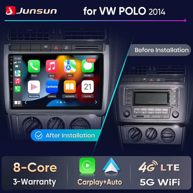 Junsun Wireless CarPlay Car Radio For Volkswagen POLO 2014 Android Multimedia