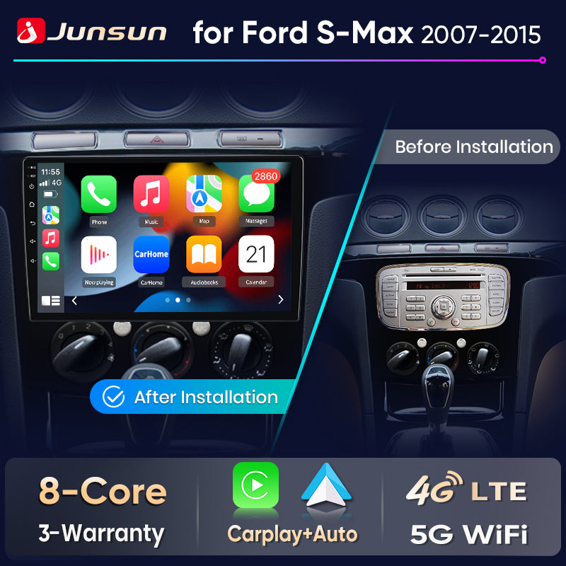 Junsun Wireless CarPlay Car Radio For Ford S-Max S max 2007 2008 2009-2015 Android Multimedia
