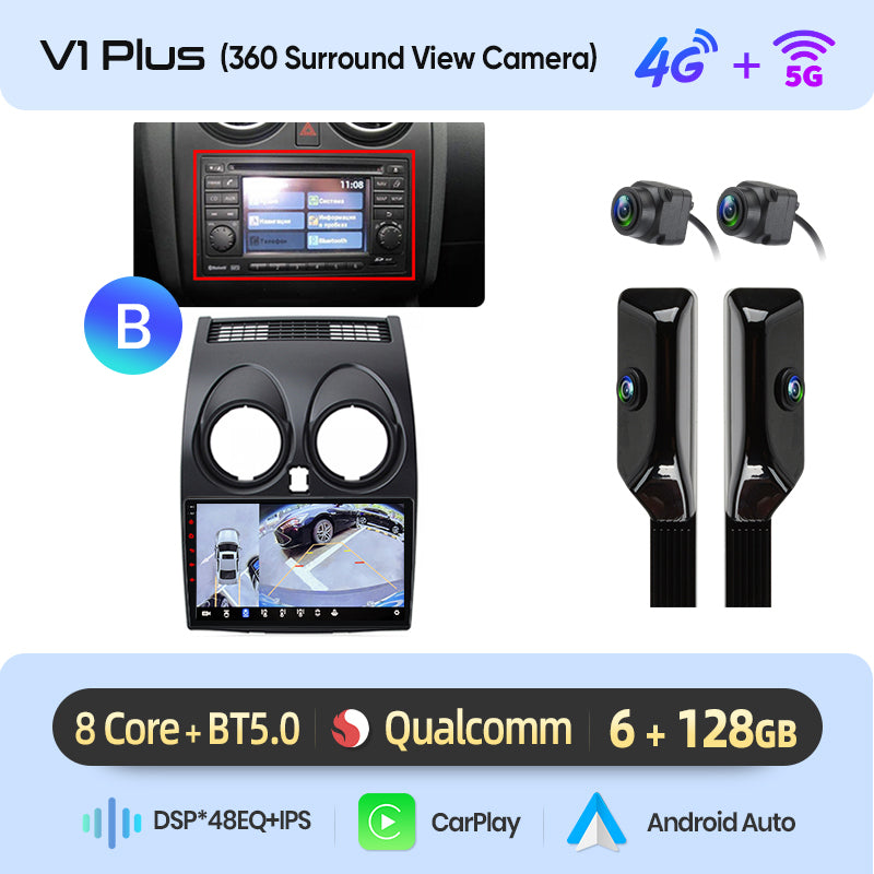 Junsun AI voice 4G LTE wireless CarPlay Android Auto Radio For Nissan Qashqai J10 2006 2007 2008-2013 Car Intelligent Systems Multimedia player Stereo RDS BT 2 din autoradio GPS Navi screen