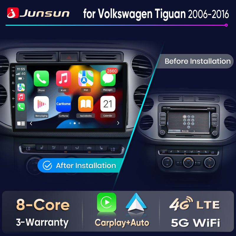 Junsun Wireless CarPlay Car Radio For VW Volkswagen Tiguan 1 NF 2006-2016 Android Multimedia