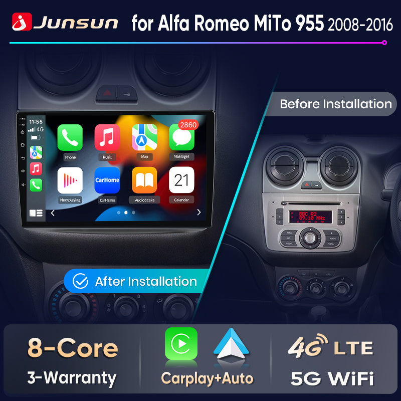 Junsun Wireless CarPlay Car Radio For Alfa Romeo MiTo 955 2008 2009 2010-2016 Android Multimedia